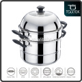 3 Layer Stainless Steel steamer pot with 2 mesh steamer